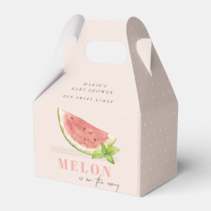 Cute Our Little Melon Watercolor Blush Baby Shower Favor Boxes