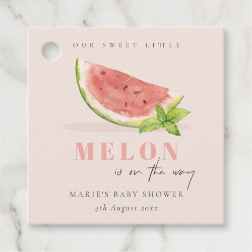 Cute Our Little Melon Watercolor Blush Baby Shower Favor Tags