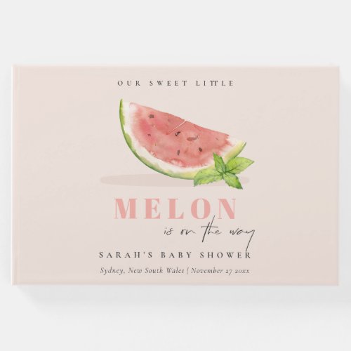 Cute Our Little Melon Watercolor Blush Baby Shower Guest Book