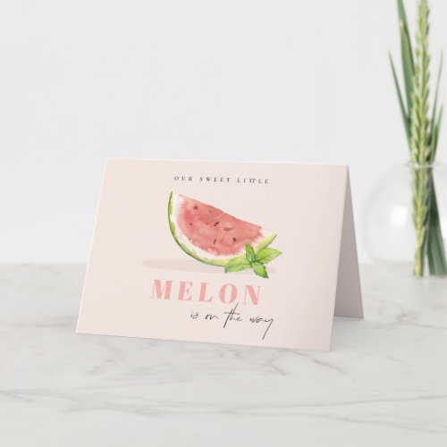 Cute Our Little Melon Watercolor Blush Baby Shower Thank You Card
