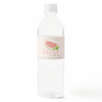 Cute Our Little Melon Watercolor Blush Baby Shower Water Bottle Label