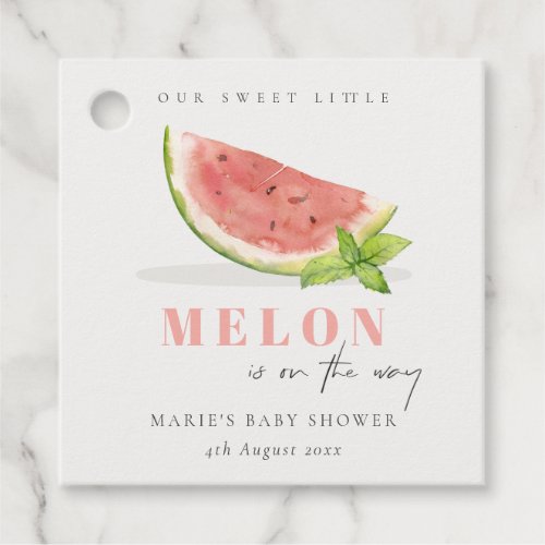 Cute Our Little Melon Watercolor Red Baby Shower Favor Tags