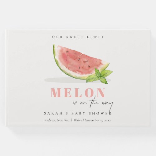 Cute Our Little Melon Watercolor Red Baby Shower Guest Book