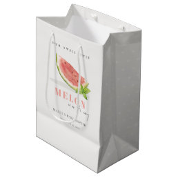 Cute Our Little Melon Watercolor Red Baby Shower Medium Gift Bag