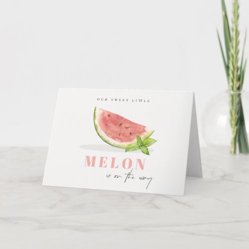 Cute Our Little Melon Watercolor Red Baby Shower Thank You Card
