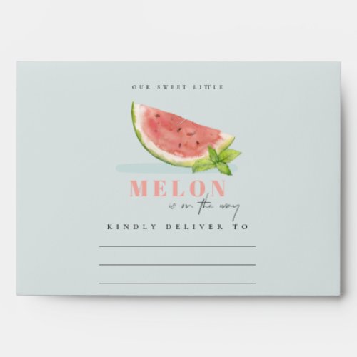 Cute Our Little Melon Watermelon Blue Baby Shower Envelope