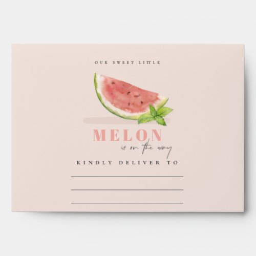 Cute Our Little Melon Watermelon Blush Baby Shower Envelope