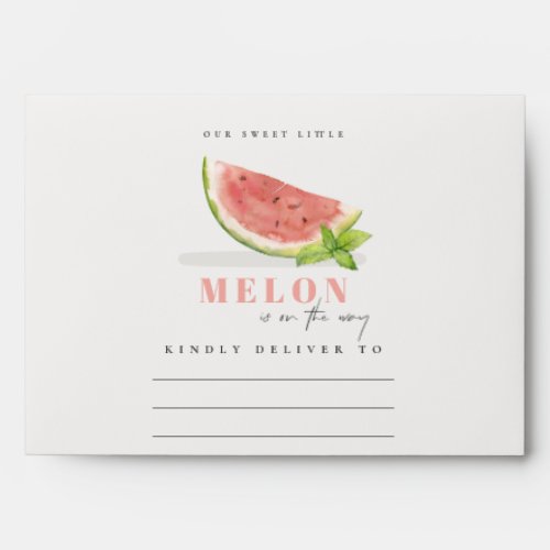 Cute Our Little Melon Watermelon Red Baby Shower Envelope