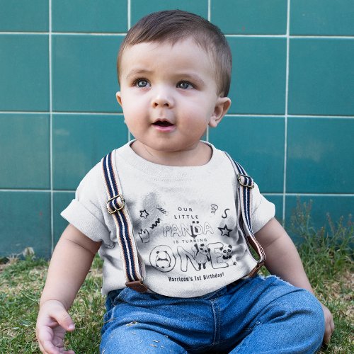 Cute Our Little Panda is turning ONE 1st Birthday  Baby T_Shirt