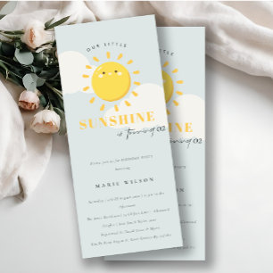 Cute Our Little Sunshine Blue Any Age Birthday Invitation