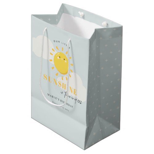 Cute Our Little Sunshine Blue Any Age Birthday Medium Gift Bag