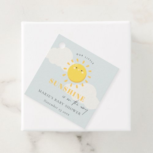 Cute Our Little Sunshine Blue Boy Baby Shower Favor Tags