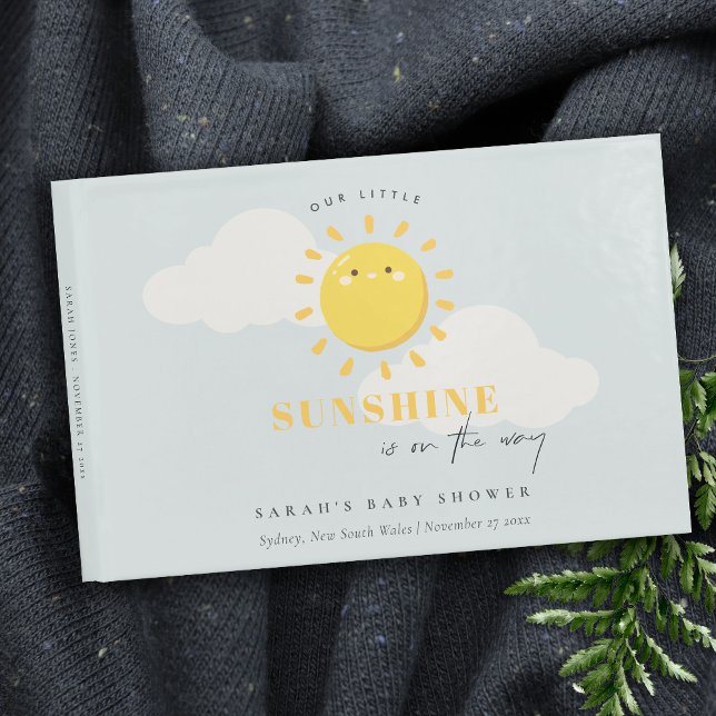Cute Our Little Sunshine Blue Boy Baby Shower Guest Book (Creator Uploaded)