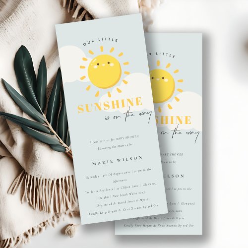 Cute Our Little Sunshine Blue Boy Baby Shower Invitation