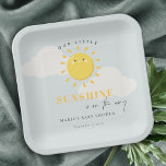 Cute Our Little Sunshine Blue Boy Baby Shower Paper Plates<br><div class="desc">For any further customisation or any other matching items,  please feel free to contact me at yellowfebstudio@gmail.com</div>