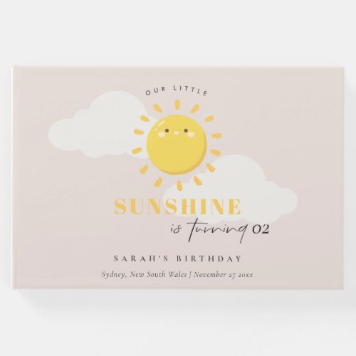 Cute Our Little Sunshine Blush Any Age Birthday Guest Book