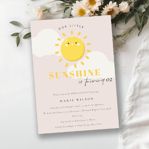 Cute Our Little Sunshine Blush Any Age Birthday Invitation