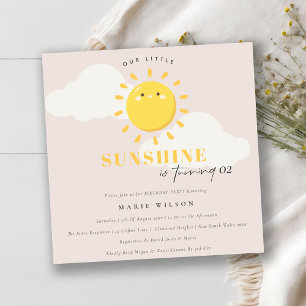 Cute Our Little Sunshine Blush Any Age Birthday Invitation