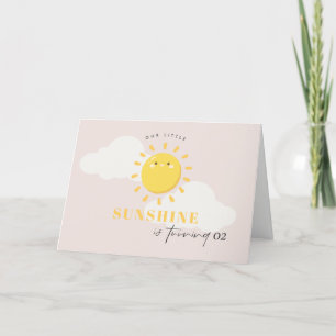 Cute Our Little Sunshine Blush Any Age Birthday Letterpress Thank You Card