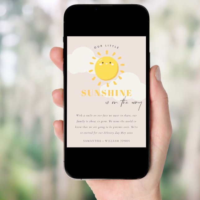 Cute Our Little Sunshine Blush Girl Announcement  (Front Digital)