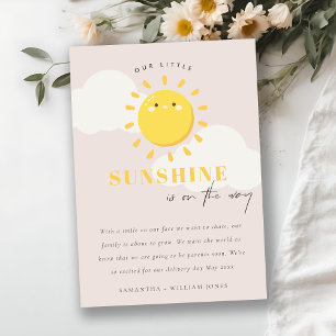 Cute Our Little Sunshine Blush Girl Announcement