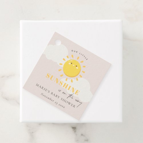 Cute Our Little Sunshine Blush Girl Baby Shower Favor Tags