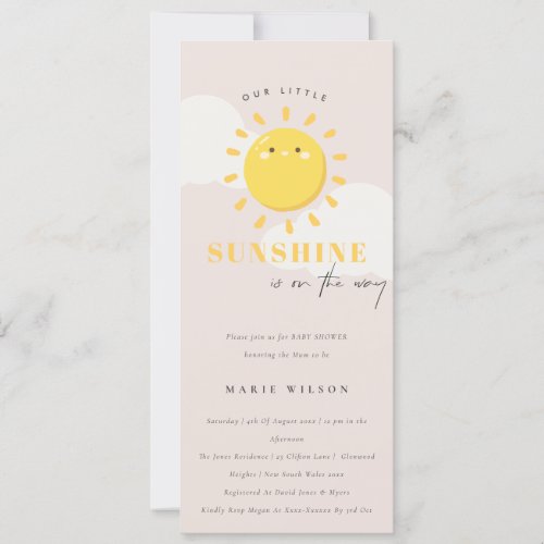 Cute Our Little Sunshine Blush Girl Baby Shower Invitation
