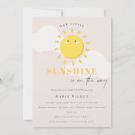 Cute Our Little Sunshine Blush Girl Baby Shower Invitation