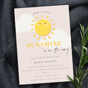 Cute Our Little Sunshine Blush Girl Baby Shower Invitation