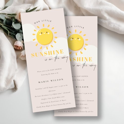 Cute Our Little Sunshine Blush Girl Baby Shower Invitation