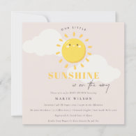 Cute Our Little Sunshine Blush Girl Baby Shower Invitation