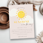 Cute Our Little Sunshine Blush Girl Baby Shower Thank You Card<br><div class="desc">For any further customisation or any other matching items,  please feel free to contact me at yellowfebstudio@gmail.com</div>