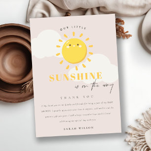 Cute Our Little Sunshine Blush Girl Baby Shower Thank You Card