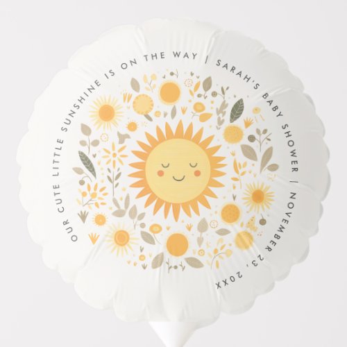 Cute Our Little Sunshine Boho Sun Baby Shower Balloon