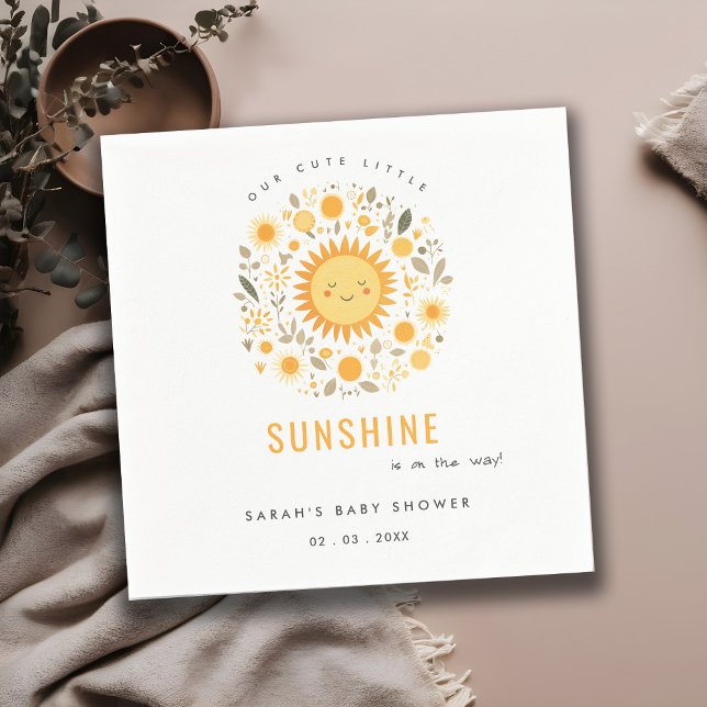 Cute Our Little Sunshine Boho Sun Baby Shower Napkins (Creator Uploaded)