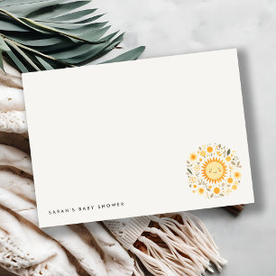 Cute Our Little Sunshine Boho Sun Baby Shower Note Card