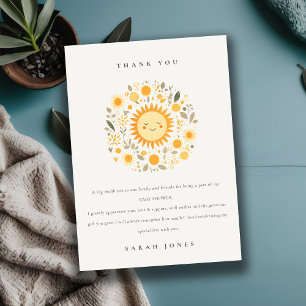 Cute Our Little Sunshine Boho Sun Baby Shower Thank You Card