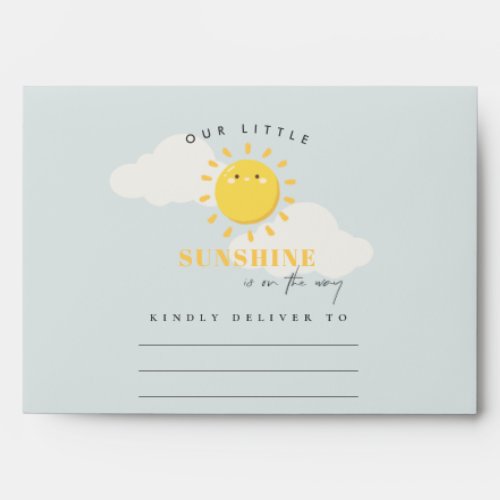 Cute Our Little Sunshine Boy Blue Baby Shower Envelope