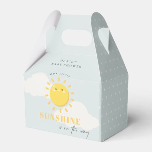 Cute Our Little Sunshine Boy Blue Baby Shower Favor Boxes