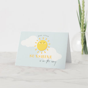 Cute Our Little Sunshine Boy Blue Baby Shower Letterpress Thank You Card