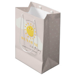 Cute Our Little Sunshine Girl Blush Baby Shower Medium Gift Bag