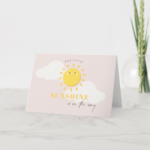 Cute Our Little Sunshine Girl Blush Baby Shower Thank You Card