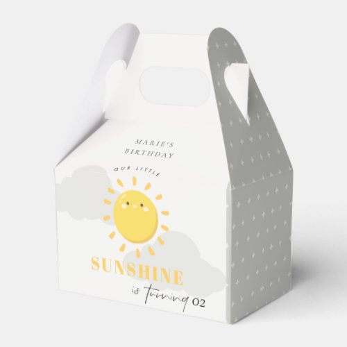 Cute Our Little Sunshine Yellow Any Age Birthday Favor Boxes