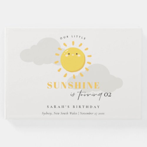 Cute Our Little Sunshine Yellow Any Age Birthday Guest Book