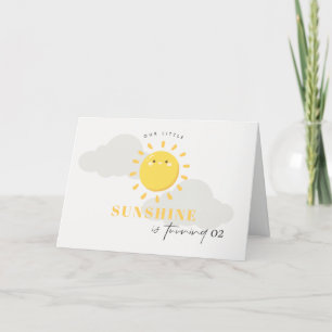 Cute Our Little Sunshine Yellow Any Age Birthday Letterpress Thank You Card