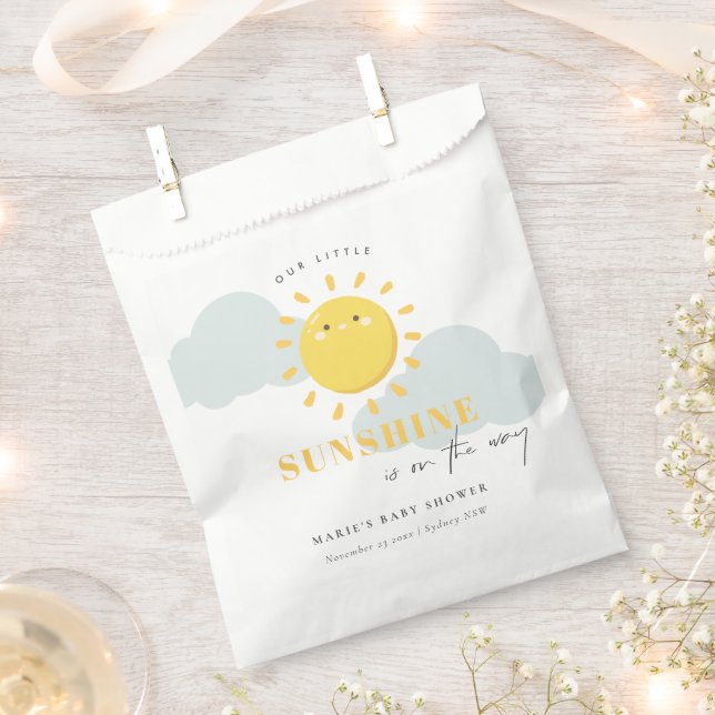Cute Our Little Sunshine Yellow Baby Shower Favor Bag (Clipped)