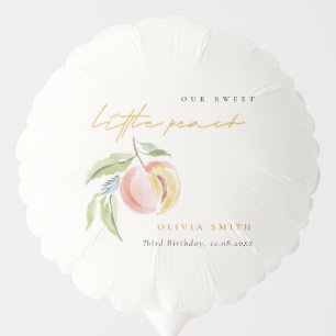 Cute Our Little Sweet Peach Watercolor Birthday Balloon