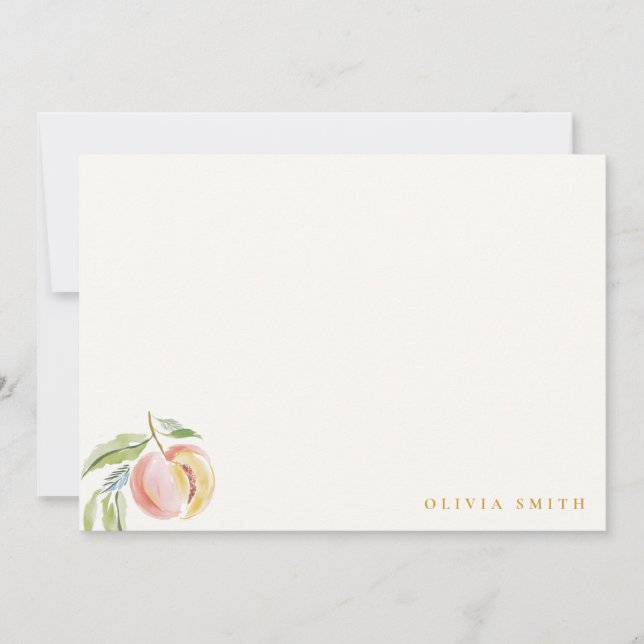 Cute Our Little Sweet Peach Watercolor Birthday Note Card (Front)
