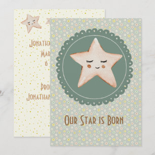 Cute Our Star is Born Boy or Girl Birth Announcement