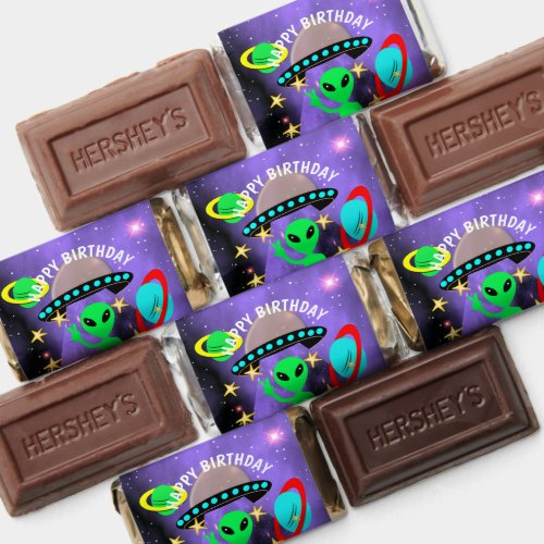 Cute outer Space Alien Themed Birthday Party Hersheys Miniatures